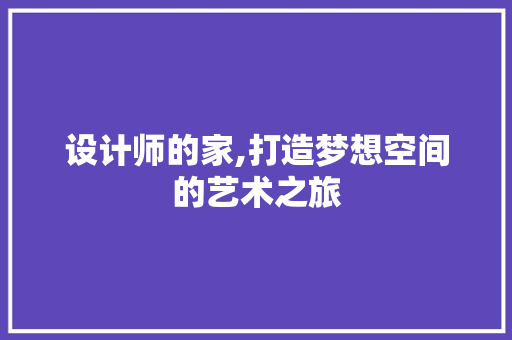 设计师的家,打造梦想空间的艺术之旅