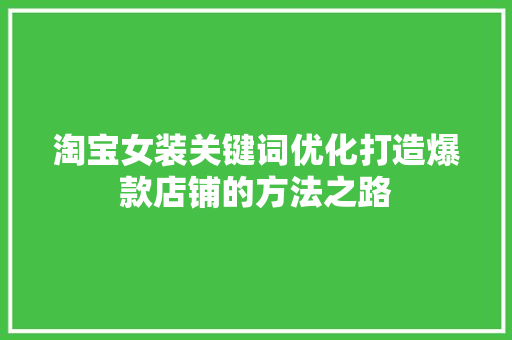 淘宝女装关键词优化打造爆款店铺的方法之路