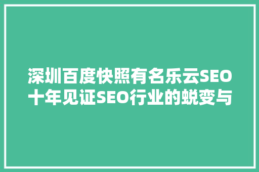 深圳百度快照有名乐云SEO十年见证SEO行业的蜕变与辉煌