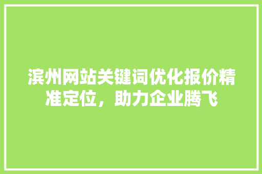 滨州网站关键词优化报价精准定位，助力企业腾飞