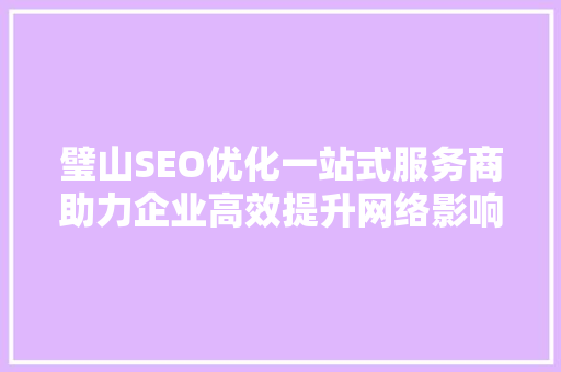 璧山SEO优化一站式服务商助力企业高效提升网络影响力