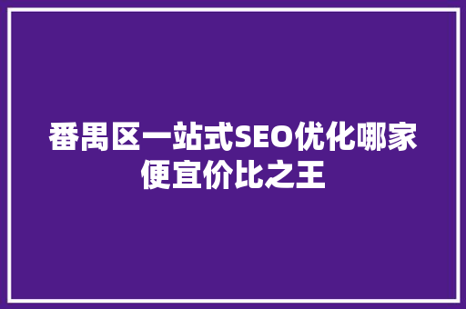 番禺区一站式SEO优化哪家便宜价比之王