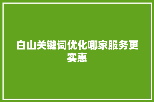白山关键词优化哪家服务更实惠 英文谷歌算法