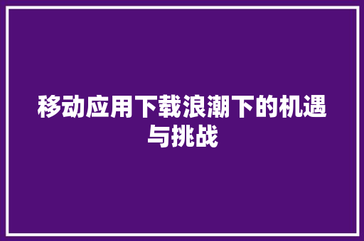 移动应用下载浪潮下的机遇与挑战