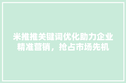 米推推关键词优化助力企业精准营销，抢占市场先机