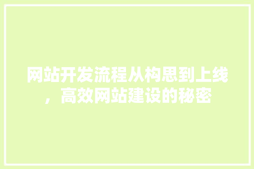 网站开发流程从构思到上线，高效网站建设的秘密