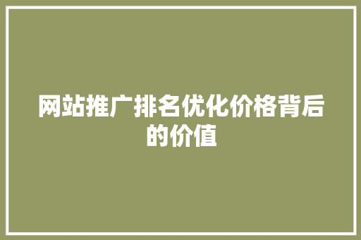 网站推广排名优化价格背后的价值 头条优化