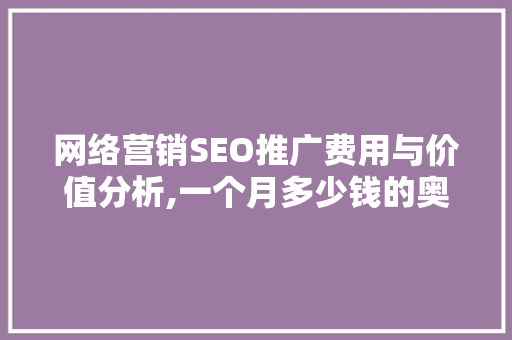 网络营销SEO推广费用与价值分析,一个月多少钱的奥秘