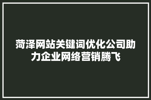 菏泽网站关键词优化公司助力企业网络营销腾飞