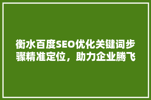 衡水百度SEO优化关键词步骤精准定位，助力企业腾飞