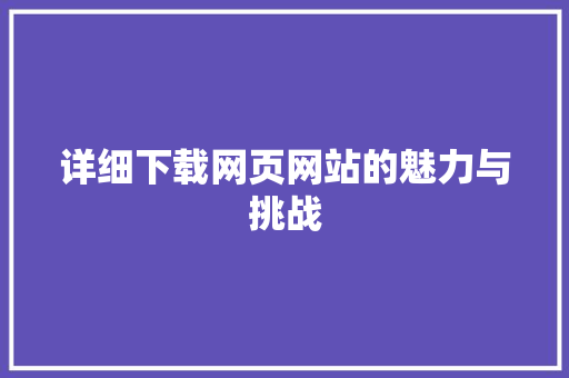 详细下载网页网站的魅力与挑战