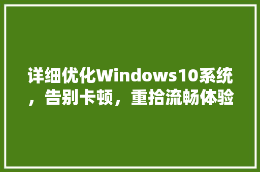 详细优化Windows10系统，告别卡顿，重拾流畅体验