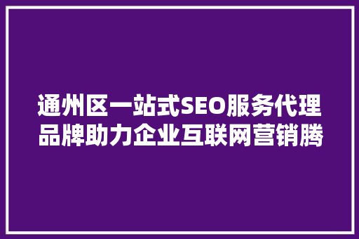 通州区一站式SEO服务代理品牌助力企业互联网营销腾飞