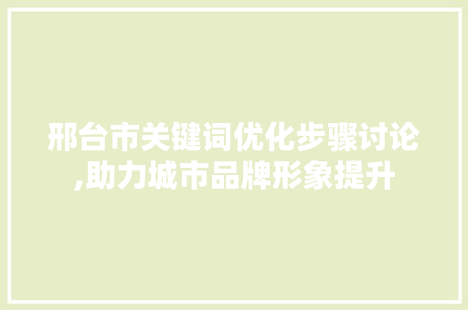 邢台市关键词优化步骤讨论,助力城市品牌形象提升 网站优化