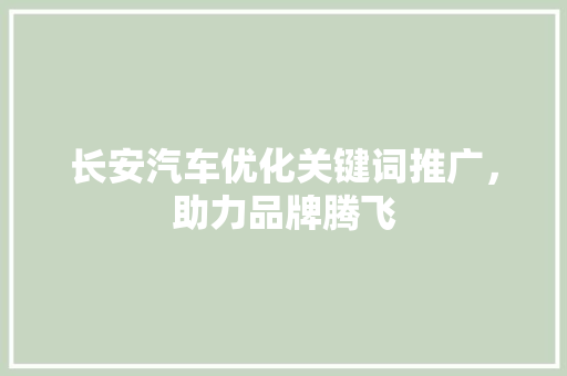 长安汽车优化关键词推广，助力品牌腾飞 网站优化