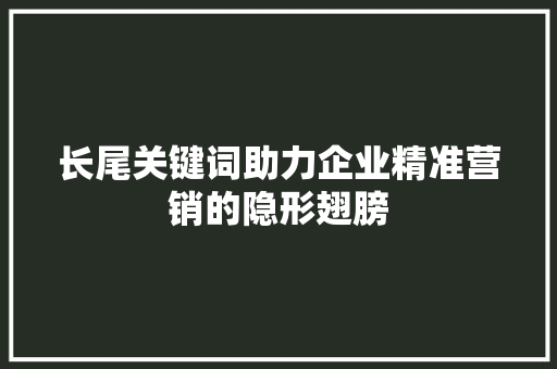 长尾关键词助力企业精准营销的隐形翅膀