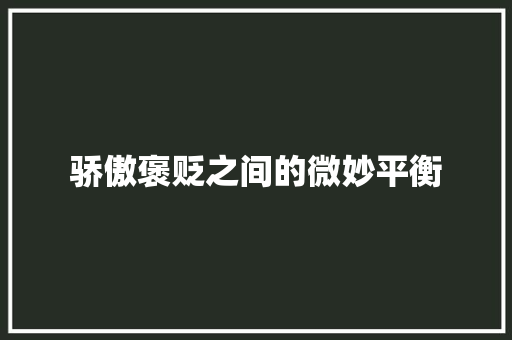 骄傲褒贬之间的微妙平衡