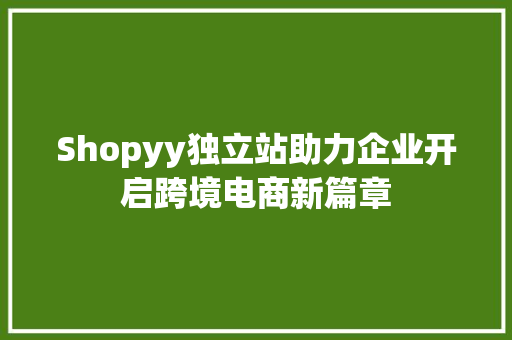 Shopyy独立站助力企业开启跨境电商新篇章 360搜优化