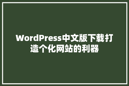 WordPress中文版下载打造个化网站的利器