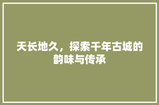 天长地久，探索千年古城的韵味与传承