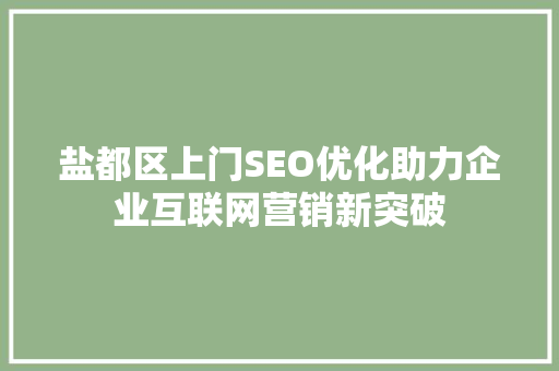 盐都区上门SEO优化助力企业互联网营销新突破