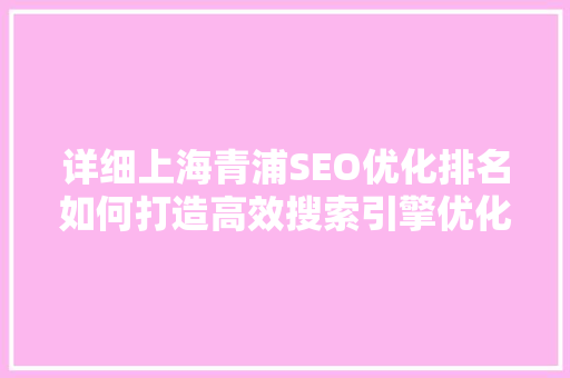 详细上海青浦SEO优化排名如何打造高效搜索引擎优化步骤 网站开发