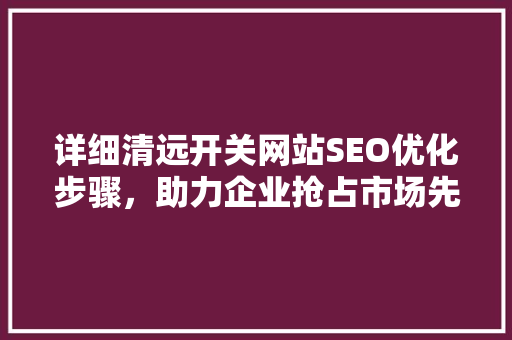 详细清远开关网站SEO优化步骤，助力企业抢占市场先机