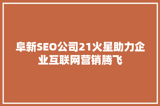 阜新SEO公司21火星助力企业互联网营销腾飞