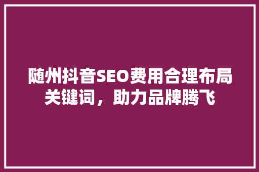 随州抖音SEO费用合理布局关键词，助力品牌腾飞