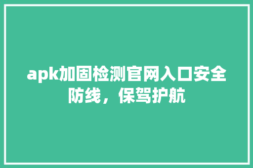 apk加固检测官网入口安全防线，保驾护航