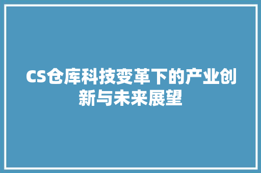 CS仓库科技变革下的产业创新与未来展望 网站开发