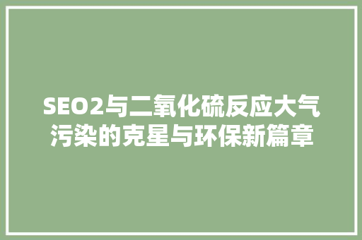 SEO2与二氧化硫反应大气污染的克星与环保新篇章 网站开发