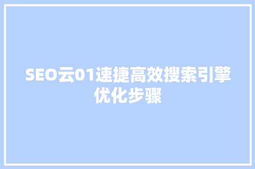 SEO云01速捷高效搜索引擎优化步骤