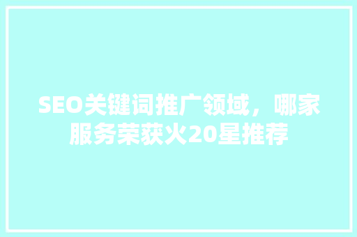 SEO关键词推广领域，哪家服务荣获火20星推荐