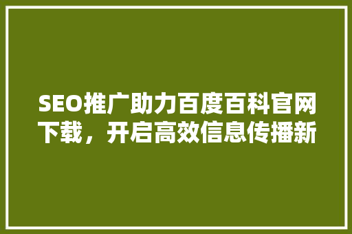 SEO推广助力百度百科官网下载，开启高效信息传播新时代 网站开发