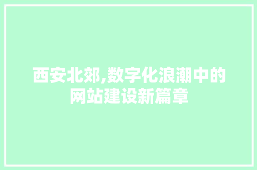 西安北郊,数字化浪潮中的网站建设新篇章 西安北郊,数字化浪潮中的网站建设新篇章 360搜优化