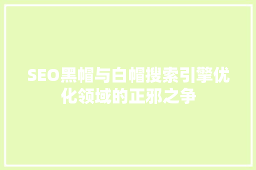 SEO黑帽与白帽搜索引擎优化领域的正邪之争