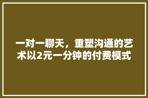 一对一聊天，重塑沟通的艺术以2元一分钟的付费模式为例 百度算法