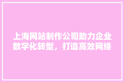 上海网站制作公司助力企业数字化转型，打造高效网络平台