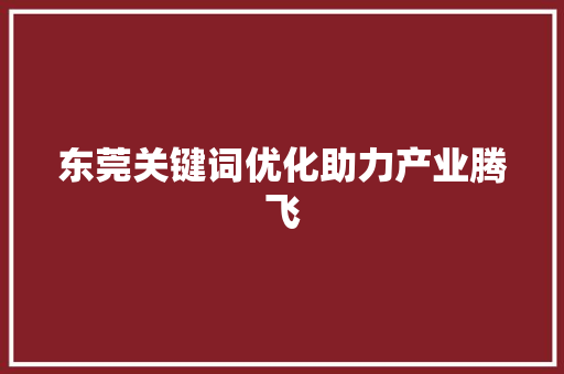 东莞关键词优化助力产业腾飞