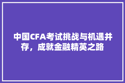中国CFA考试挑战与机遇并存，成就金融精英之路