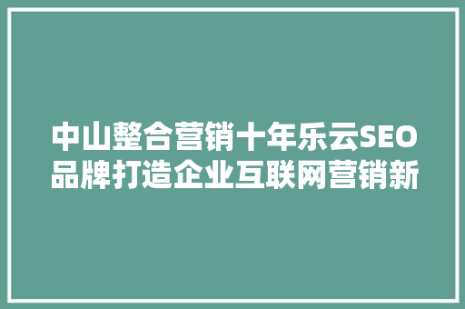 中山整合营销十年乐云SEO品牌打造企业互联网营销新标杆 网站优化