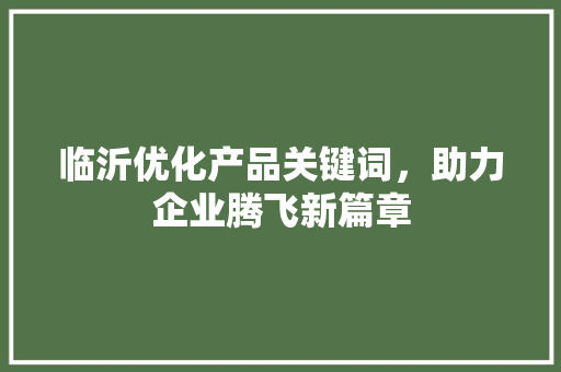 临沂优化产品关键词，助力企业腾飞新篇章 百度算法