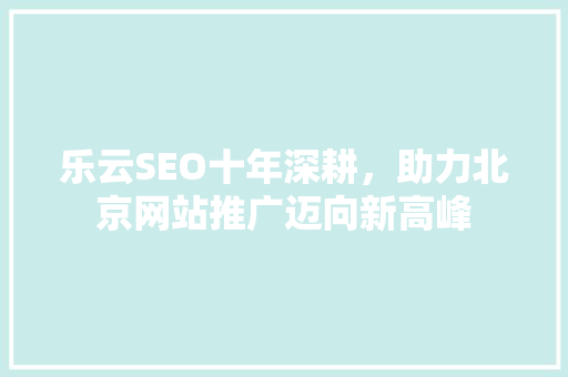 乐云SEO十年深耕，助力北京网站推广迈向新高峰 360搜优化