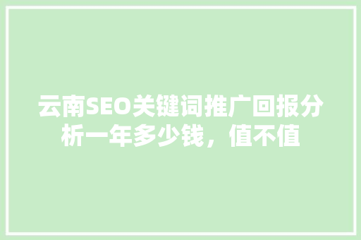 云南SEO关键词推广回报分析一年多少钱，值不值