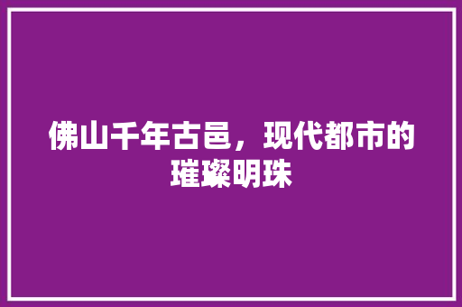 佛山千年古邑，现代都市的璀璨明珠 小程序开发