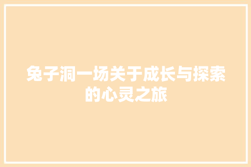 兔子洞一场关于成长与探索的心灵之旅