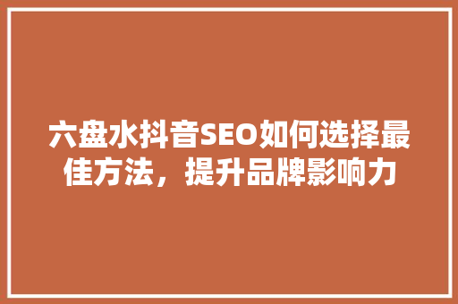 六盘水抖音SEO如何选择最佳方法，提升品牌影响力