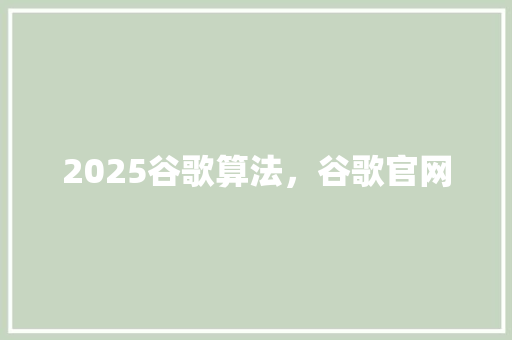 2025谷歌算法，谷歌官网