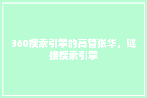 360搜索引擎的高管张华，链接搜索引擎 百度算法